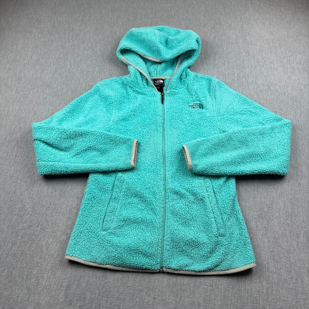 The North Face Jacket Womens Small Blue Small Teddy Fleece Full Zip Hood Pockets